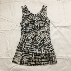 BCBG Silk Stretch Black & White Sleeveless Blouse